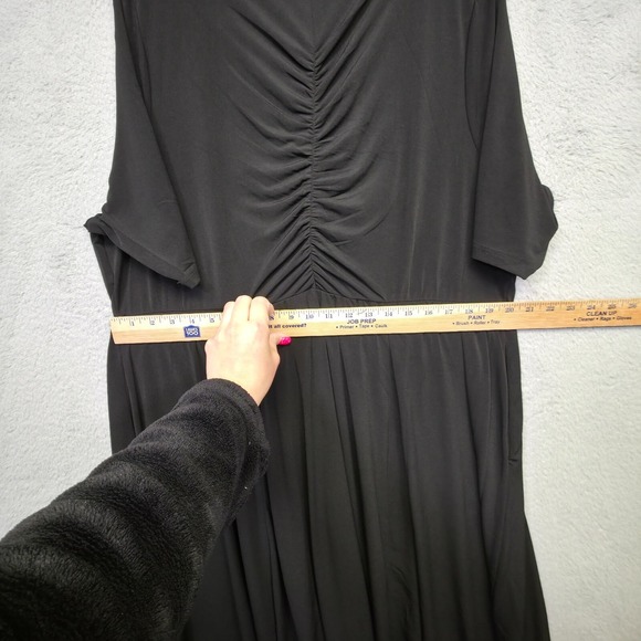 Torrid Dress Women Plus Size 3X Black Midi Studio Knit Ruched Front Babydoll NEW - Picture 5 of 12